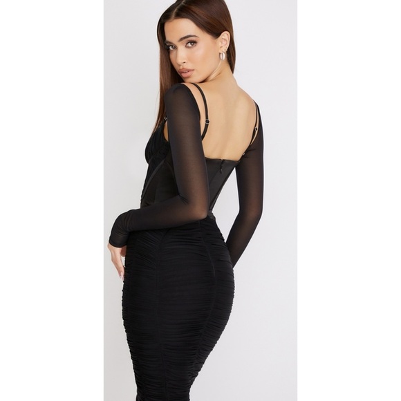 House of CB Freyja Black Gathered Corset Dress S Plus - Picture 2 of 16